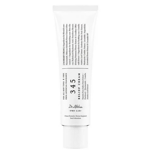 Tube of Dr.althea 345 relief cream with white and black text on the label