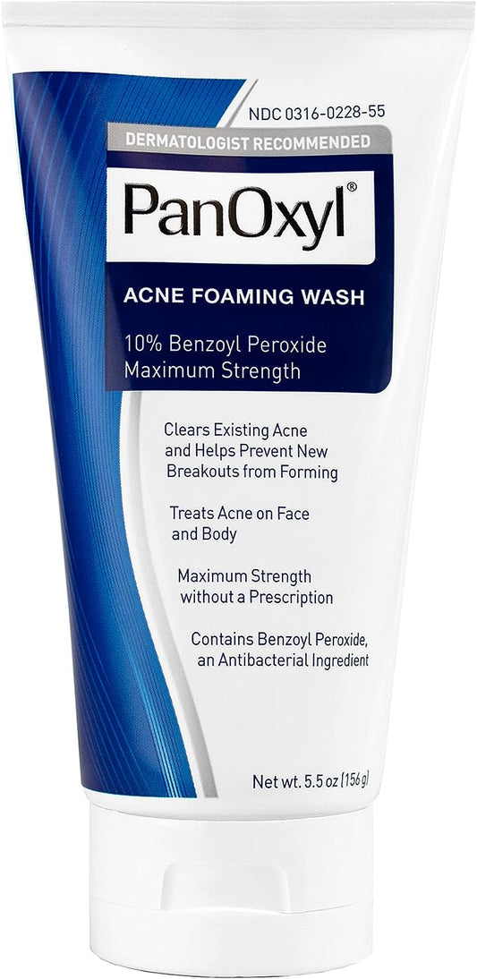 PanOxyl Acne Foaming Wash Benzoyl Peroxide 10% Maximum Strength (5.5 oz)