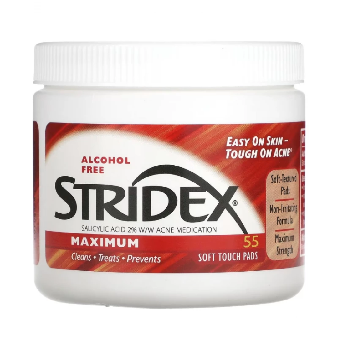 Stridex Maximum 2% Salicylic Acid pads (55 Soft Touch Pads) – SheMart