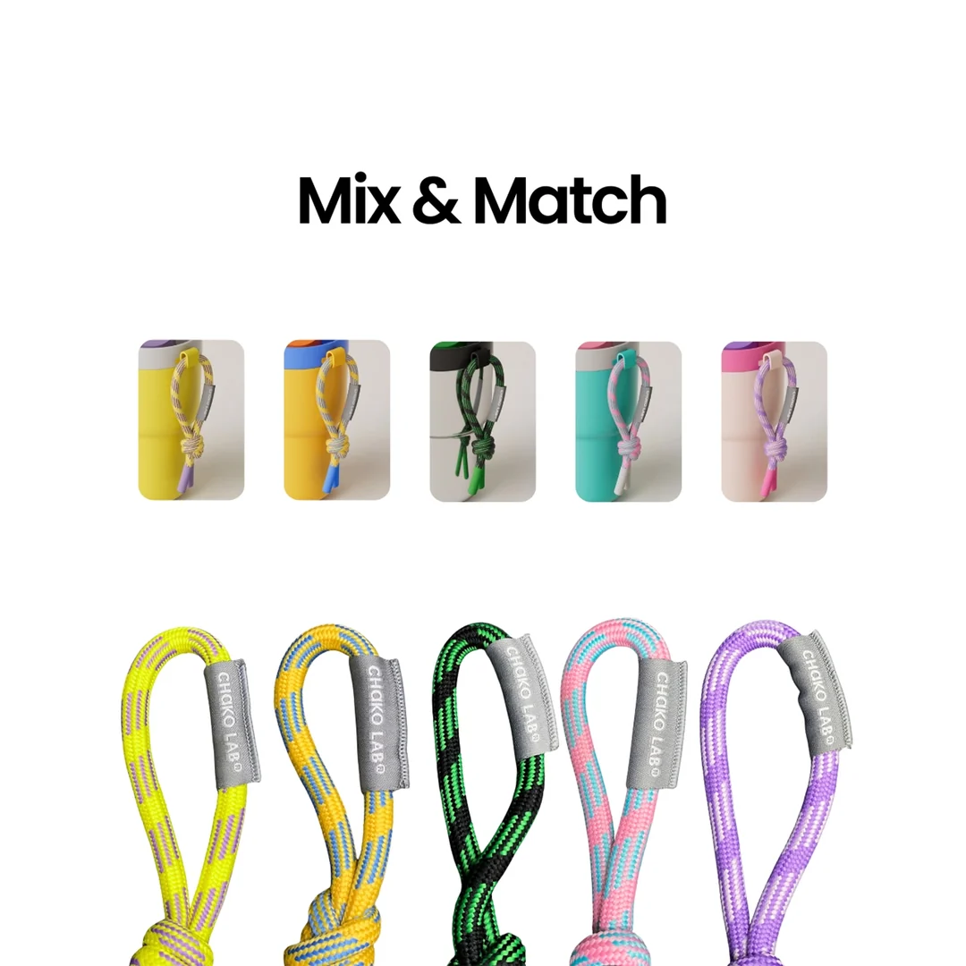 Chako Lab Twist Tumbler Braided Handle Strap -  Yellow Purple