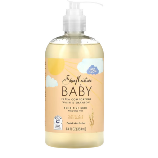 SheaMoisture Baby Extra Comforting Wash & Shampoo, Oat Milk & Rice Water, Fragrance Free,(384 ml)